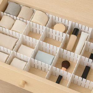 Plastic Drawer Dividers DIY Grid Separation Boards Flexible Plastic Drawer Organizers For Socks Underwear Makeup Closet