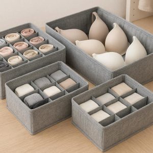 Fabric Drawer Organizer Bins Collapsible Cloth Divider Cubes Storage Boxes For Underwear Socks Bras Clothing Closet
